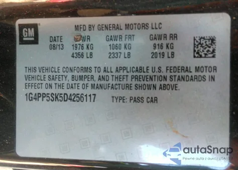 2013 Buick Verano z USA, uszkodzony, nr VIN 1G4PP5SK5D4256117